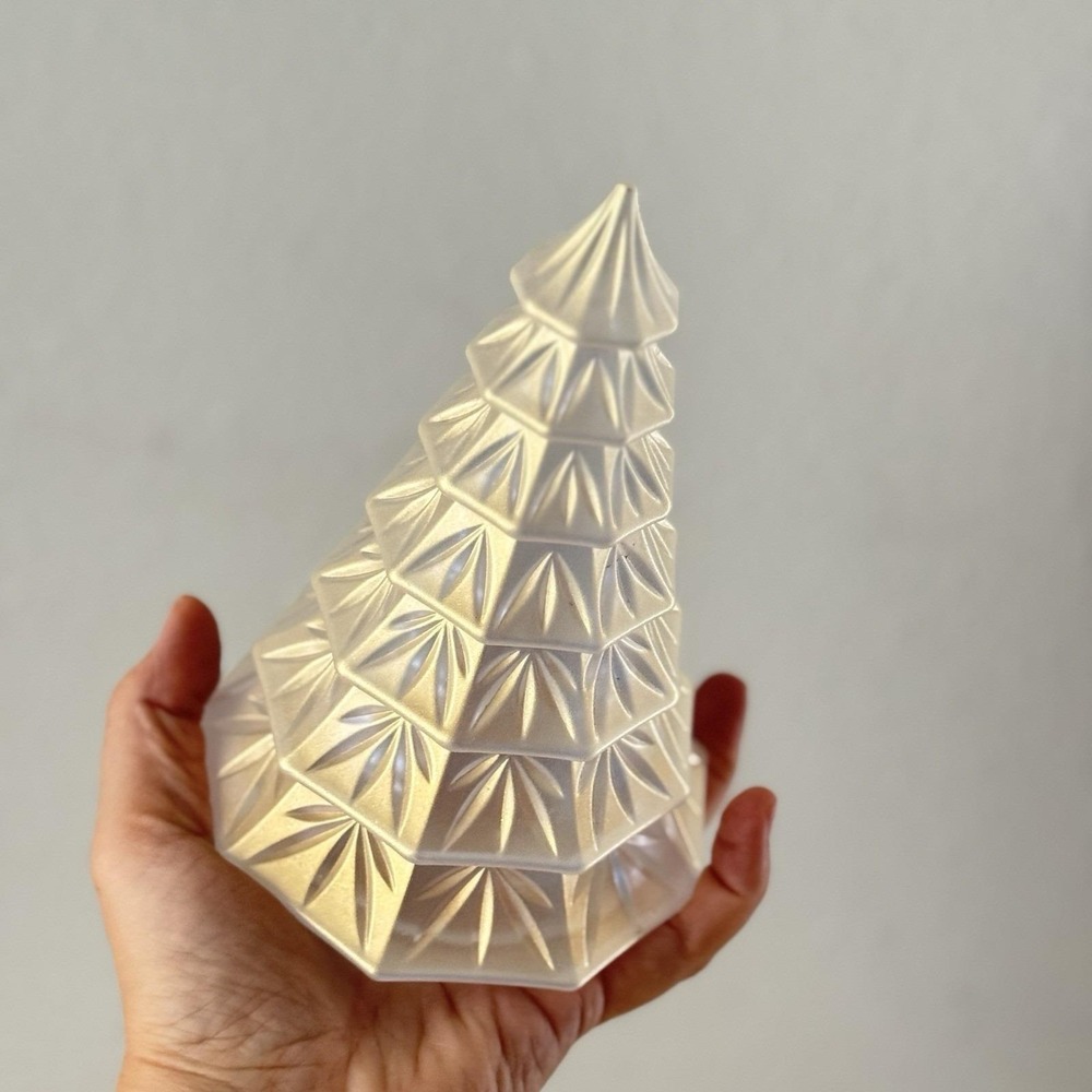 Waterford Marquis Crystal Christmas Tree Iridescent Frosted 6.5" Vtg Germany - Picture 9 of 9